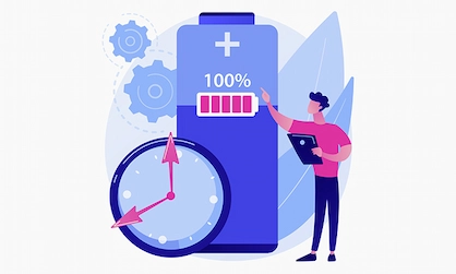 home com a uma bateria ilustrada