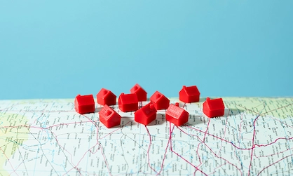 casas desenhadas no mapa