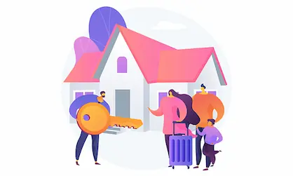 casa com clientes ilustrados